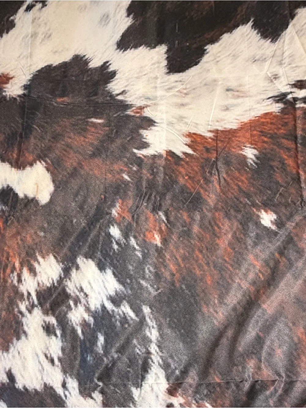 Cowhide Print Tablecloth 60x86 Brown Black Scalloped Edge Western